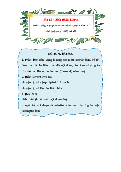 Bài tập cuối tuần Tiếng việt lớp 3 Nâng cao Tuần 11 - Chân trời sáng tạo