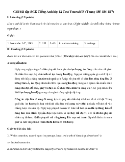 Giải bài tập SGK Tiếng Anh lớp 12 Test Yourself F (Trang 185-186-187)