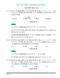 TOP 100 câu trắc nghiệm số phức vận dụng cao (có đáp án và lời giải)