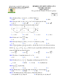 Đề khảo sát Toán 11 lần 2 năm 2018 – 2019 trường Thuận Thành 1 – Bắc Ninh