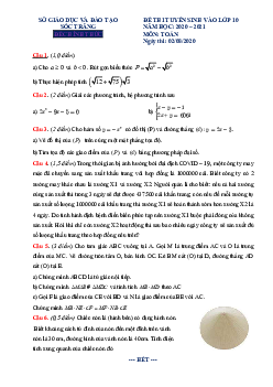 Đề tuyển sinh lớp 10 THPT môn Toán năm 2020 – 2021 sở GD&ĐT Sóc Trăng