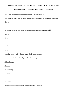 Sách bài tập tiếng Anh lớp 6 Unit 4 Lesson 3 - Smart World