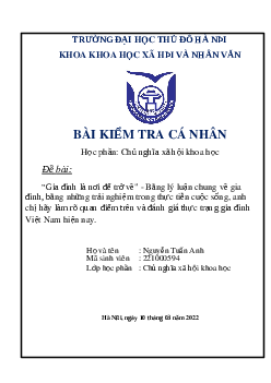 Bài kiểm tra cá nhân học phần Chủ nghĩa xã hội khoa học | Trường Đại Học Thủ Đô Hà Nội