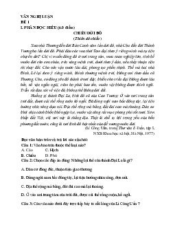 Bộ đề ôn thi hk1 ngữ văn 10 kết nối tri thức