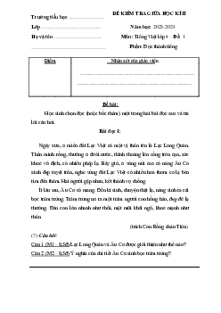 Đề thi giữa học kì 2 môn Tiếng Việt 4 năm 2023 - 2024 sách Kết nối tri thức với cuộc sống | đề 1