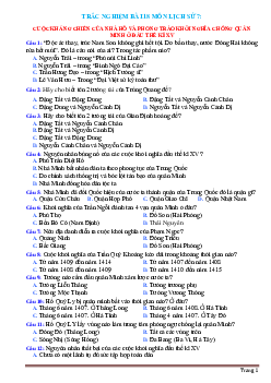 Trắc nghiệm bài 18 Lịch Sử 7: Cuộc kháng chiến của nhà Hồ và phong trào khởi nghĩa chống quân Minh ở đầu thế kỉ XV-Tạ Thị Thúy Anh