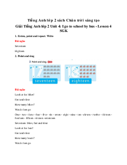 Unit 4: I go to school by bus - Lesson 4 Giải SGK | Tiếng anh 2 Family and Friends