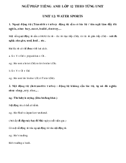 Ngữ pháp Unit 12 lớp 12 Water sports