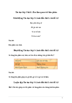 Giải Tin học lớp 3 Bài 1: Em làm quen với bàn phím | Cánh diều