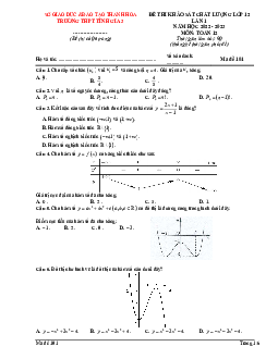 Đề khảo sát Toán 12 lần 1 năm 2022 – 2023 trường Tĩnh Gia 3 – Thanh Hóa