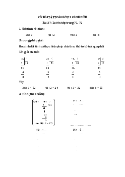 Giải VBT Toán 3 Bài 37: Luyện tập trang 71, 72 | Cánh diều