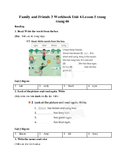 Family and Friends 3 Workbook Unit 6 Lesson 5 trang 46