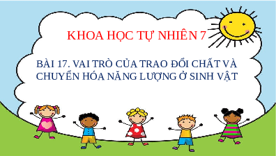 Giáo án điện tử Khoa học tự nhiên 7 Bài 17 Cánh diều: Vai trò của trao đổi chất và chuyển hoá năng lượng ở sinh vật