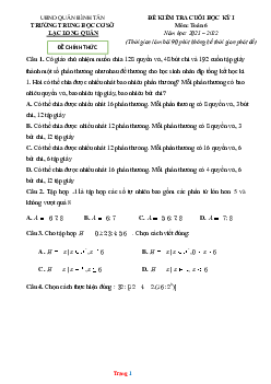 Đề thi HK1 môn Toán 6 THCS Lạc Long Quân 2021-2022