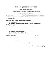 Đề thi Đại số tuyến tính giữa kỳ 1 năm học 2022-2023 | Trường Đại học Công nghệ, Đại học Quốc gia Hà Nội