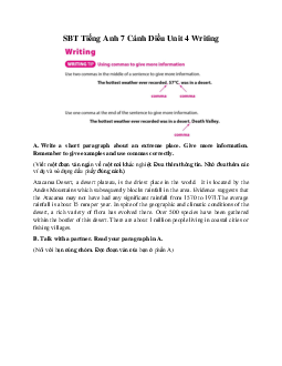 SBT Tiếng Anh 7 Cánh Diều Unit 4 Writing