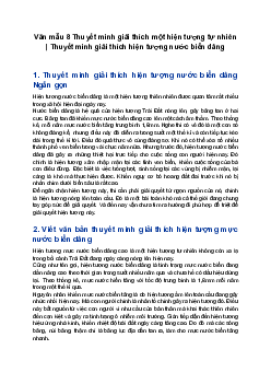 Văn mẫu 8 | Thuyết minh giải thích hiện tượng nước biển dâng