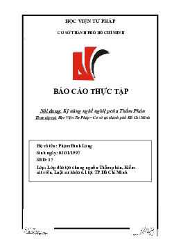 Báo cáo thực tập: Kỹ năng nghề nghiệp của thẩm phán | Học viện Tư pháp