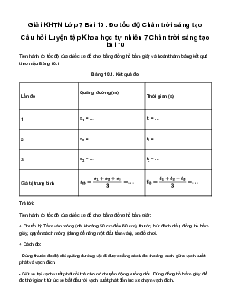Giải Khoa học tự nhiên 7 Bài 10: Đo tốc độ | Chân trời sáng tạo