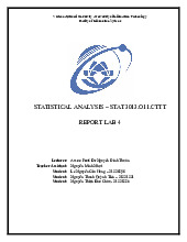 STATISTICAL ANALYSIS STAT3013.O11.CTTT | Tiểu luận Xác Suất Thống Kê