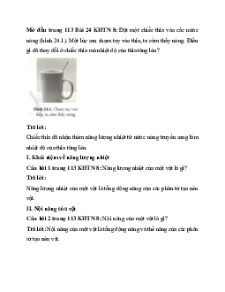 Giải Khoa học tự nhiên 8 bài 24: Năng lượng nhiệt | Cánh diều