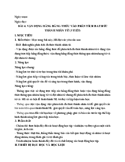 Giáo án Toán 8 Chương 1 Bài 4: Vận dụng hằng đẳng thức vào phân tích đa thức thành nhân tử | Cánh diều