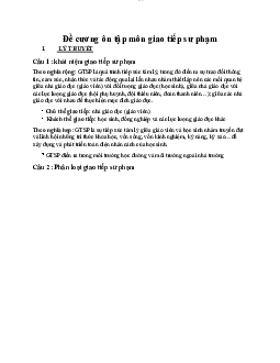 Đề cương ôn tập môn giao tiếp sư phạm 2 | Đại học Sư Phạm Hà Nội