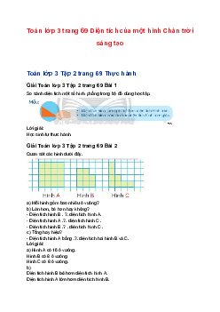Toán lớp 3 trang 69 Diện tích của một hình Chân trời sáng tạo