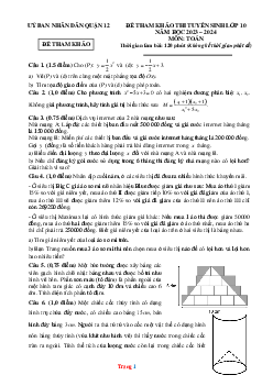 TOP 3 Đề thi thử Tuyển Sinh vào 10 môn Toán Quận 12 Tp. HCM năm học 2024-2025 (có đáp án)