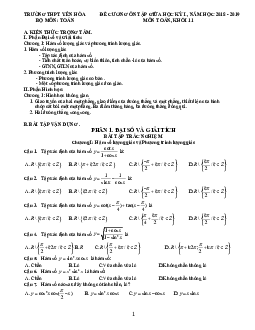 Đề cương ôn tập giữa học kỳ 1 Toán 11 năm 2018 – 2019 trường THPT Yên Hòa – Hà Nội