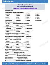 Đề thi giữa học kì 1 – Đề số 1 môn Tiếng Anh lớp 7