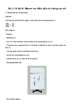 Giải Vật Lí 10 Bài 6: Mômen lực. Điều kiện cân bằng của vật | Cánh diều
