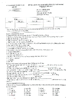 Đề thi chọn học sinh giỏi lớp 9 cấp thành phố, Hà Nội môn Tiếng Anh năm học 2016-2017
