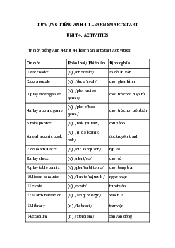 Từ vựng unit 4 lớp 4 Activities
