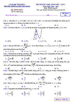 Đề học sinh giỏi Toán 12 lần 2 năm 2023 – 2024 trường THPT Nguyễn Thị Giang – Vĩnh Phúc