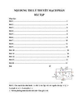 Đề cương ôn tập phần bài tập môn Lý thuyết mạch điện tử | Học viện Công nghệ Bưu chính Viễn thông