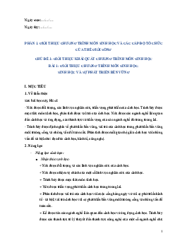 Giáo án Sinh học 10 sách Cánh diều (Học kì 1)