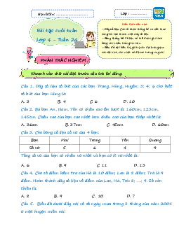 Giải Bài tập cuối tuần lớp 4 môn Toán Kết nối tri thức - Tuần 24