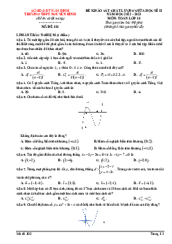 Đề giữa học kì 2 Toán 10 năm 2022 – 2023 trường THPT Nguyễn Bính – Nam Định