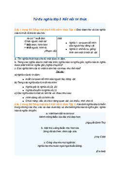 Giải SGK Tiếng Việt 5 trang 65 Bài 13: Từ đa nghĩa - Kết nối tri thức (Tập 1)