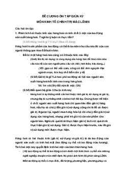 Đề cương giữa kì | Kinh Tế Chính Trị Mác - Lênin | Đại học Khoa học Xã hội và Nhân văn, Đại học Quốc gia Thành phố HCM