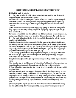 Điều kiện lịch sử ra đời của triết học học phần Triết học Mac-Lênin