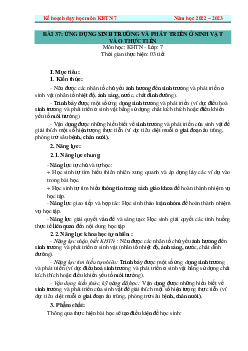 Giáo án Bài 37: Ứng dụng sinh trưởng và phát triển ở sinh vật vào thực tiễn | Khoa Học Tự Nhiên 7 Kết nối tri thức