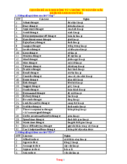 Chuyên đề danh động từ và động từ nguyên mẫu - Tài liệu ôn thi vào 10 môn Tiếng Anh(giải chi tiết)