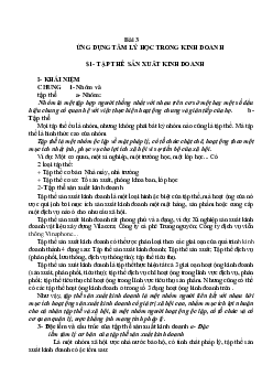 Lý thuyết môn học Tâm lý học kinh doanh nội dung về: Ứng dụng tâm lý học trong kinh doanh