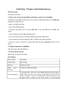 Unit 8 lớp 7 Project sách Global Success