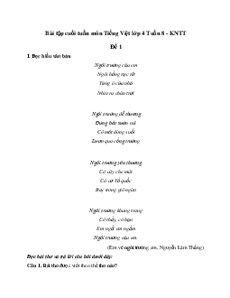 Giải Bài tập cuối tuần lớp 4 môn Tiếng Việt Kết nối tri thức - Tuần 8