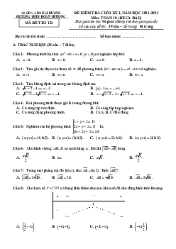 Đề thi cuối học kì 1 Toán 10 năm 2021 – 2022 trường THPT Đoàn Thượng – Hải Dương