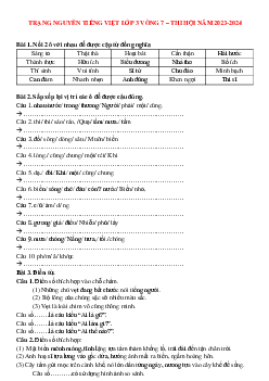 Đề thi Trạng nguyên Tiếng Việt lớp 3 năm 2023 - 2024 Vòng thi Hội