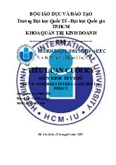 Monopoly in the U.S and the U.S policy | Bài tiểu uận học phần Kinh tế vi mô | Trường Đại học Quốc tế, Đại học Quốc gia Thành phố Hồ Chí Minh
